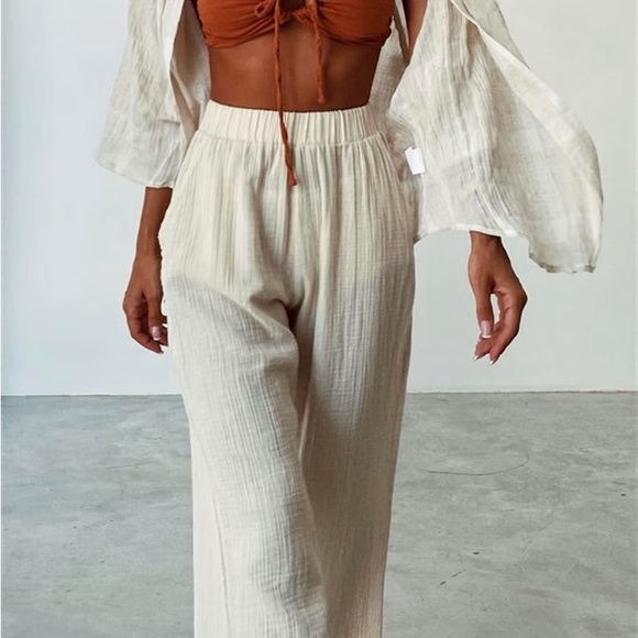 Lightweight Cream cotton  Pants - Picture 6 of 9